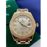 FINE & RARE ROLEX 18K THREE COLOUR GOLD & DIAMOND AUTOMATIC CALENDAR BRACELET WATCH, Oyster