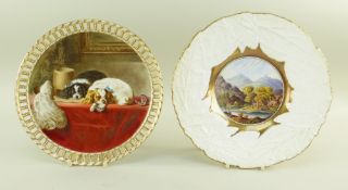 TWO ENGLISH BONE CHINA CABINET PLATES comprising (1) Royal Worcester plate 1875, painted by Robert