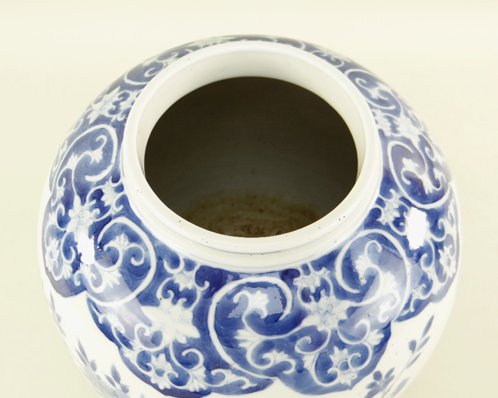 CHINESE BLUE & WHITE PORCELAIN JAR, Kangxi mark but later, painted with a long-tailed pheasant on - Image 5 of 6