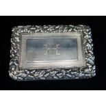 FINE VICTORIAN SILVER TABLE SNUFF BOX, London 1842 by Edward Edwards II, with engine turned sides,