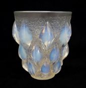 RENÉ LALIQUE OPALESCENT 'RAMPILLON' GLASS VASE, pre-War, design introduced in 1927, press-moulded