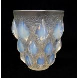 RENÉ LALIQUE OPALESCENT 'RAMPILLON' GLASS VASE, pre-War, design introduced in 1927, press-moulded