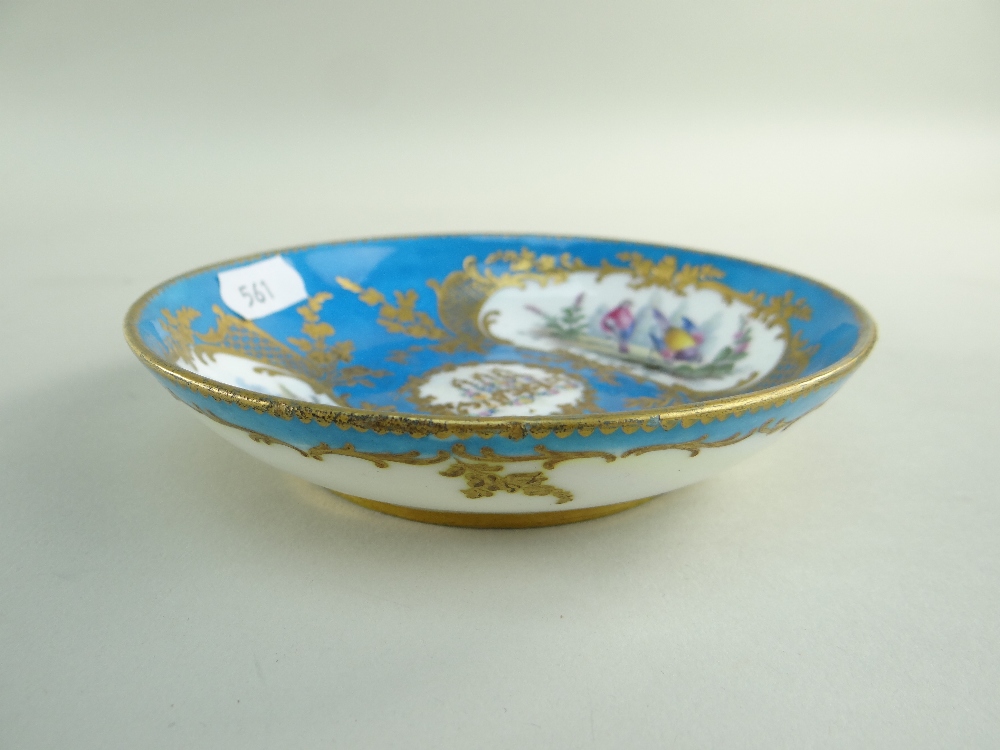 TWO SEVRES-STYLE PORCELAIN BLEU CELESTE TEA CUPS AND SAUCERS, 19th Century or later, decorated - Image 20 of 45