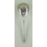 RUSSIAN SILVER GILT & NIELLO SPOON, Moscow 1844, makers mark AK, bowl engraved with an architectural