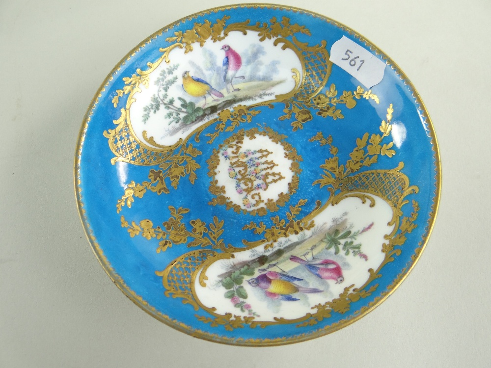 TWO SEVRES-STYLE PORCELAIN BLEU CELESTE TEA CUPS AND SAUCERS, 19th Century or later, decorated - Image 15 of 45