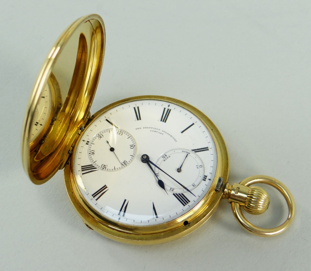 FINE VICTORIAN SHEFFIELD GOLDSMITHS CO. 18CT GOLD FULL HUNTER POCKET WATCH, by Victor Kullberg - Image 5 of 5