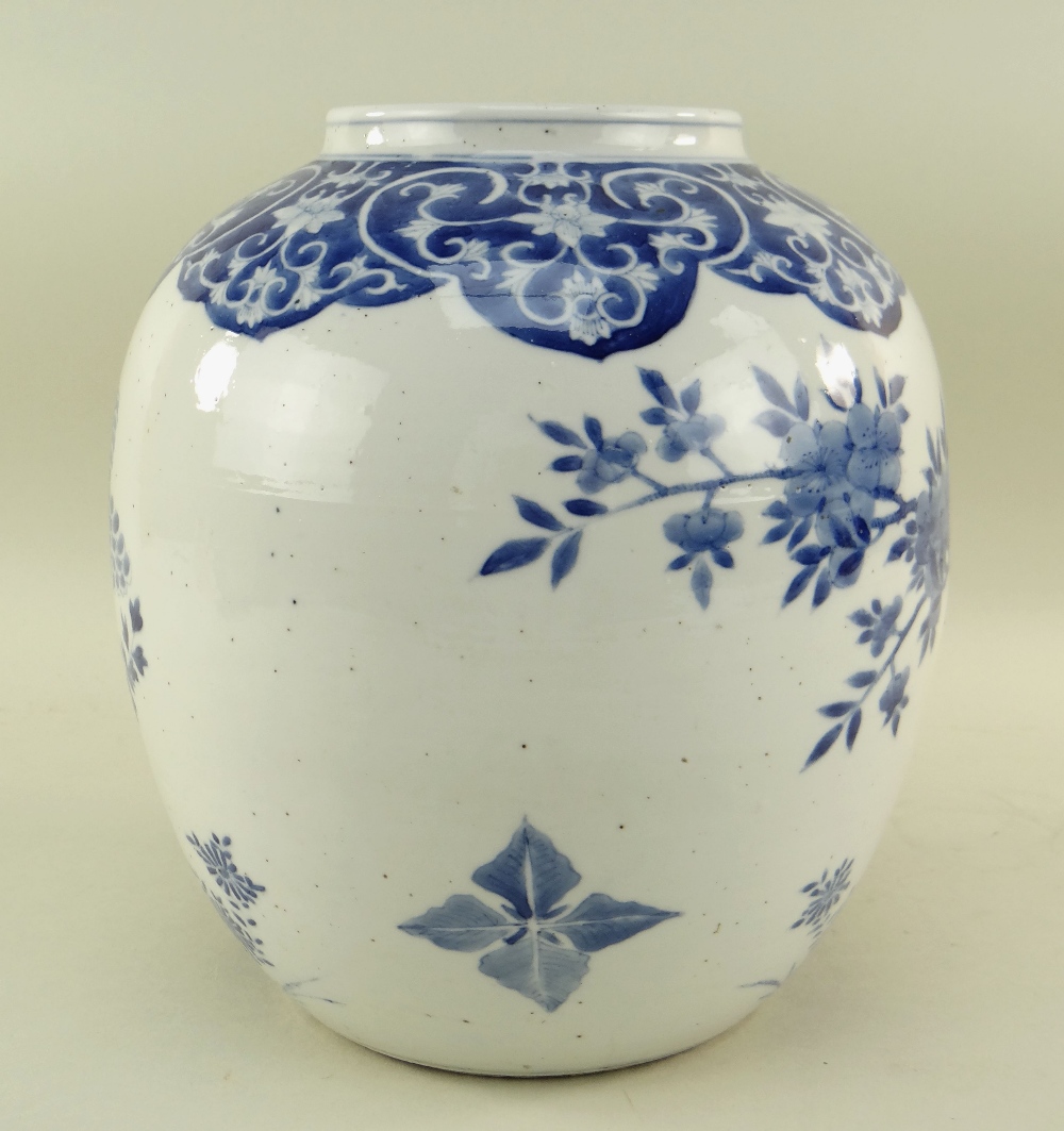 CHINESE BLUE & WHITE PORCELAIN JAR, Kangxi mark but later, painted with a long-tailed pheasant on - Image 3 of 6