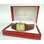 MUST DE CARTIER TANK VERMEIL MID-SIZE WRISTWATCH, ref. 590005, serial. no.28xxx, CIRCA 1989,