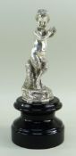 FRENCH 'PAN THE FAUN' CAR MASCOT, 20th Century, silver plated bronze, the standing figure holding