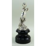 FRENCH 'PAN THE FAUN' CAR MASCOT, 20th Century, silver plated bronze, the standing figure holding