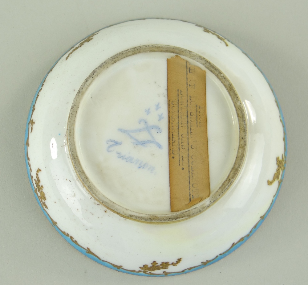 TWO SEVRES-STYLE PORCELAIN BLEU CELESTE TEA CUPS AND SAUCERS, 19th Century or later, decorated - Image 5 of 45