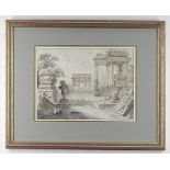 18TH CENTURY VENETIAN SCHOOL brown ink and grey wash on paper - a classical architectural