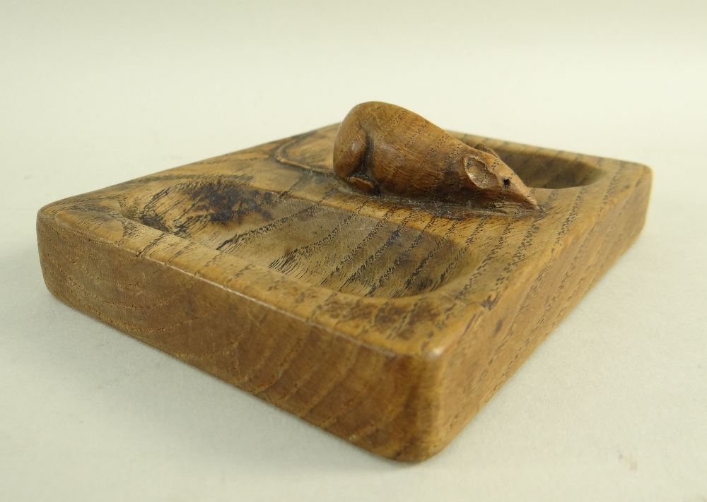 ROBERT 'MOUSEMAN' THOMPSON OAK PINTRAYS, of rectangular shape, middle with 'signature' mouse