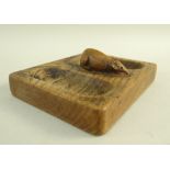 ROBERT 'MOUSEMAN' THOMPSON OAK PINTRAYS, of rectangular shape, middle with 'signature' mouse