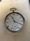 GEORGE V 18CT GOLD SLIM OPEN FACE POCKET WATCH, import marks for London 1922, art deco styled matt