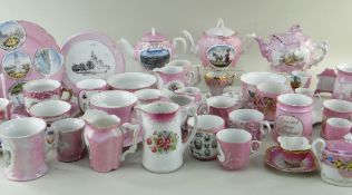 LARGE COLLECTION CONTINENTAL PINK-GROUND CHINA, including Royal Commemoratives, UK resort