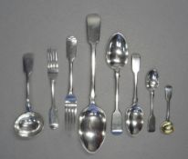 VICTORIAN 56pc SILVER FIDDLE PATTERN FLATWARE SERVICE, London 1898 by Edwin & Charles Purdie,