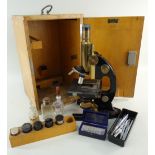 VINTAGE KARL ZEISS MONOCULAR MICROSCOPE, no. 178602, retailed by Andrew Baird (Edinburgh) with three