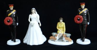 FOUR ROYAL DOULTON LIMITED EDITION WINDSOR ROYALS FIGURES, comprising HN5557 Catherine Royal Wedding