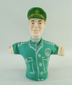 VINTAGE DAN DARE GLOVE PUPPET, 'Space Pilot' printed green uniform cloth body with vinyl head, 25cms