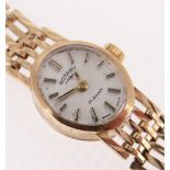 ROTARY 9CT GOLD LADIES WRISTWATCH, having 9ct gold gate link bracelet, 18.7gms