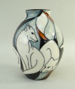 MOORCROFT ARCTIC FOX VASE, ovoid form with everted neck, impressed and painted marks, dated 2009,