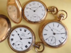 THREE GOLD PLATED POCKET WATCHES, comprising (i) Elgin National Watch Co. open faced topwind watch