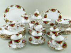 ROYAL ALBERT 'OLD COUNTRY ROSES' BONE CHINA TEA & DINNER WARES, comprising small teapot, milk jug,