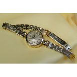 JAEGER LECOULTRE LADIES 9CT GOLD BRACELET WATCH, c. 1950s, Swiss manual wind movement with crown
