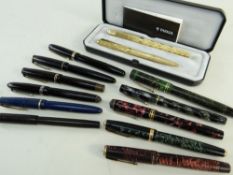 13 ASSORTED COLLECTIBLE FOUNTAIN PENS, including Swan Mabie Todd, Conway Stewart, 2x Swan, 6x Parker