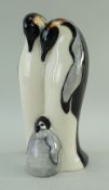 MOORCROFT EMPEROR PENGUIN FAMILY GROUP, impressed and painted marks, dated 2009, 18cms high