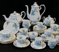ROYAL ALBERT 'FORGET-ME-NOT' BONE CHINA TEA & COFFEE SERVICE FOR SIX, comprising teapot, coffee pot,
