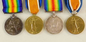 TWO WWI MEDAL GROUPS both comprising a British War medal and a Victory medal, one set engraved to '