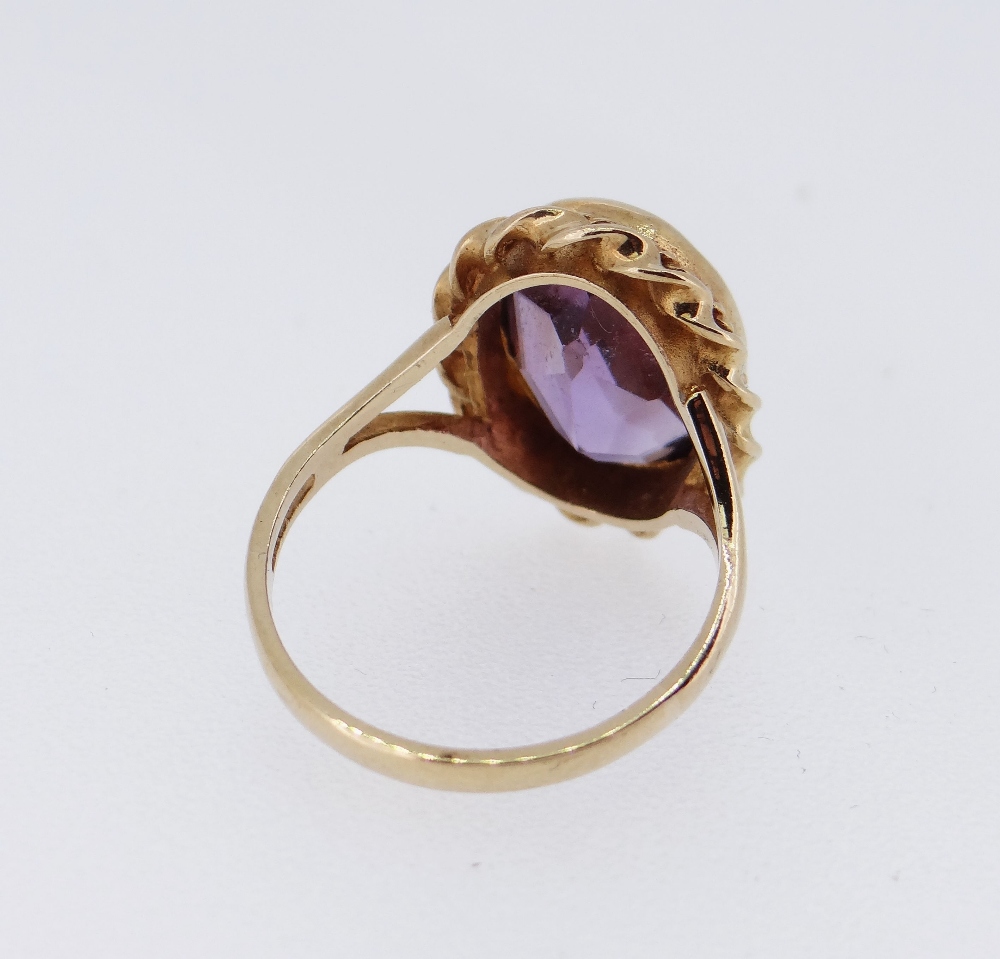 9CT GOLD AMETHYST RING, measuring 13 x 10mms, ring size M, 4.1gms - Image 5 of 5