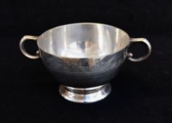 GEORGE V SILVER CHRISTENING CUP, London 1928 by Mappin & Webb, twin handles with engraved border