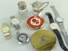 ASSORTED FASHION WRISTWATCHES, COMPACTS & SILVER, various marques incliding Seiko, Sportsmatic,