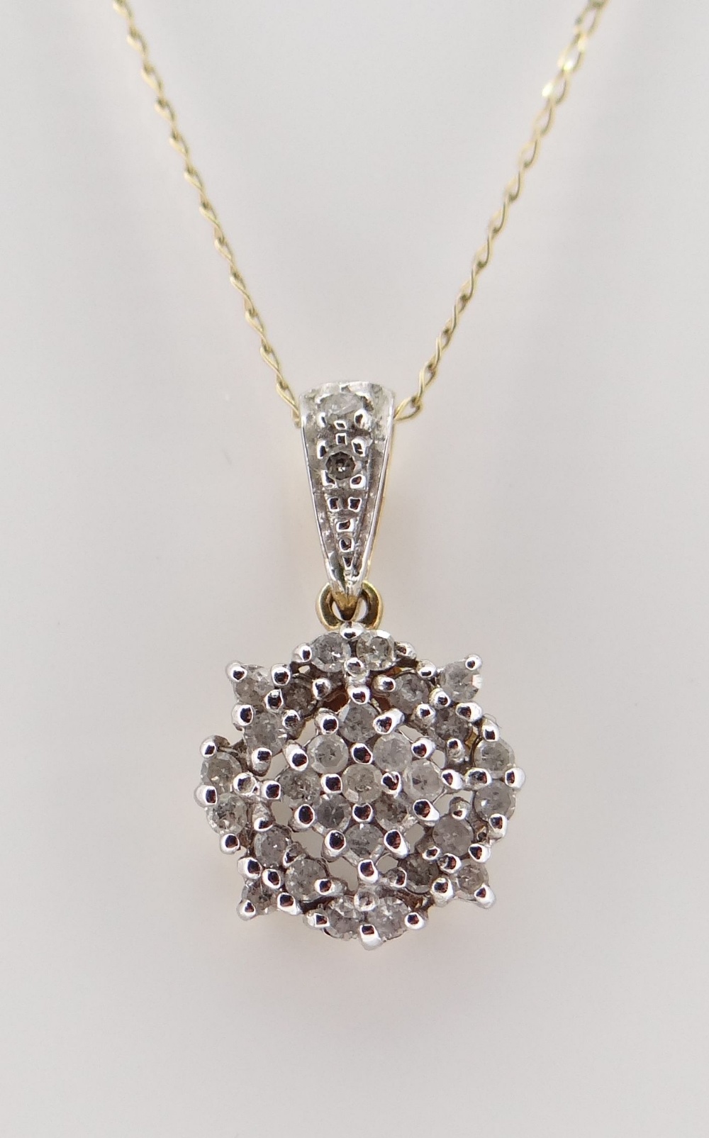 ASSORTED DIAMOND CHIP JEWELLERY comprising pair of 9ct gold earrings, 9ct gold pendant on chain - Image 2 of 3