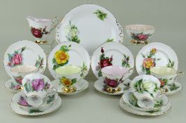 PARAGON 'SIX WORLD FAMOUS ROSES' BONE CHINA TEASET FOR SIX, designed by Harry Wheatcroft,