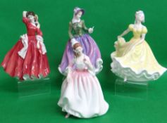 FOUR BROMLEY / DAVIES MODELLED ROYAL DOULTON FIGURINES, comprising:- HN431 Ellen HN4232 Specially