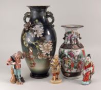 ASSORTED ASIAN CERAMICS, including Japanese Satsuma pottery oviform vase, 46cms h; Chinese