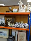 LARGE MIXED LOT OF ASSORTED ITEMS INCL. SILVER 2-HANDLED CUP (appr wt..6ozt), CHINA, PICTURES, EPNS