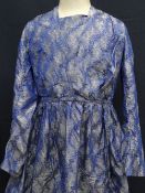 VICTORIAN BLUE SILK DAY DRESS, the separate bodice with stays, unstitched sleeves with double v-