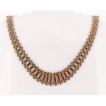 9CT GOLD GATE LINK NECKLACE of graduated design, 43cms long, 27.1gms, in associated box