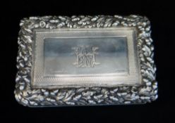 FINE VICTORIAN SILVER TABLE SNUFF BOX, London 1842 by Edward Edwards II, with engine turned sides,