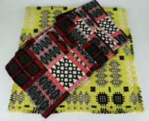 SIX WELSH TAPESTRY 'BLANKET' PLACEMATS, 23 x 30cms & CUSHION COVER SIMILAR, 50 x 50cms (5)