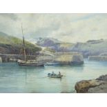 ARTHUR WILDE PARSONS watercolour - harbour scene with two figures in a boat, signed and dated