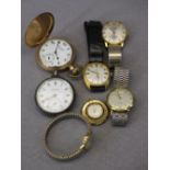 SILVER CASED & GOLD PLATED POCKET WATCHES (2) along with a quantity of lady's and gent's