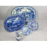 ANTIQUE BLUE & WHITE TABLEWARE - 5 items to include a Rogers 48.5cms platter, gate leading to Musjed