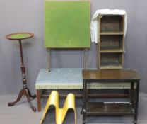 VINTAGE & LATER FURNITURE PARCEL, 6 ITEMS including a long upholstered foot stool, small oak book