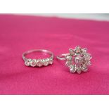 DIAMOND SET PLATINUM RINGS (2) to include a five stone single row example size N, 2.7gms, the